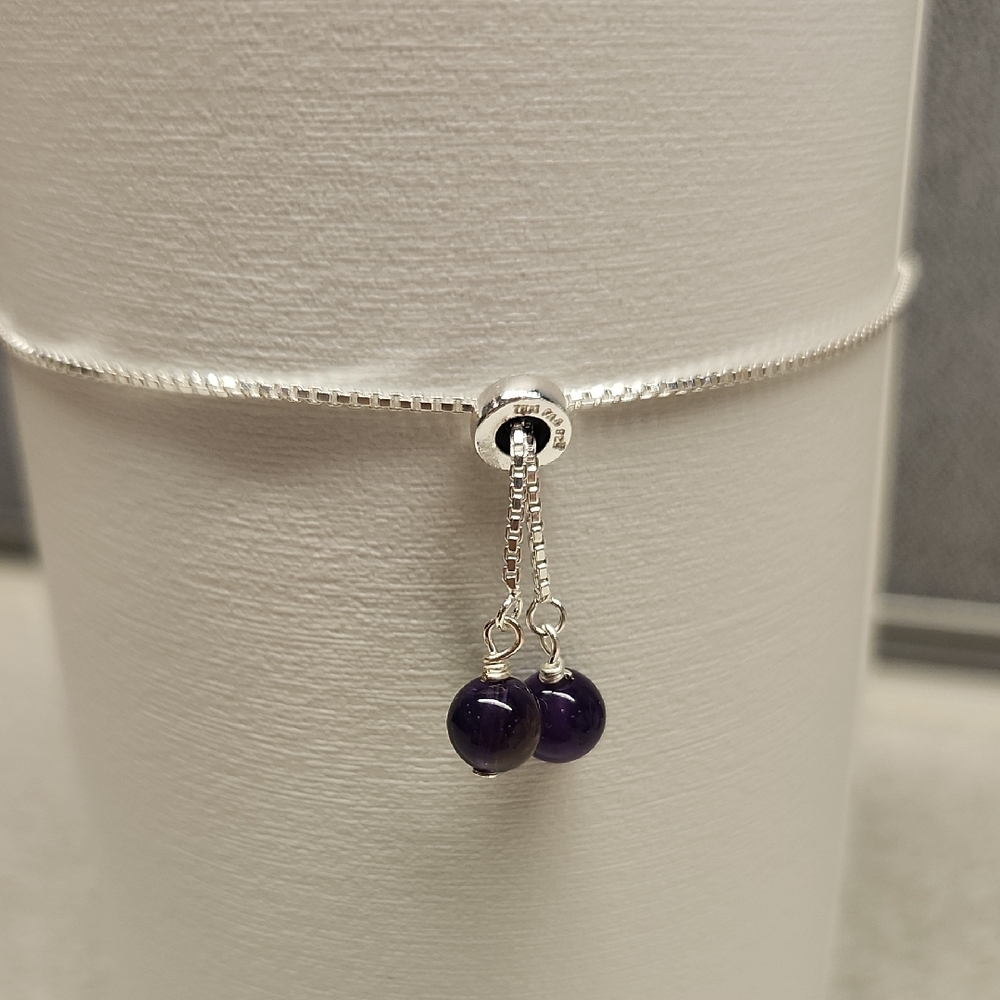 Bolo Style Sterling Amethyst Bracelet - Picture 3 of 5